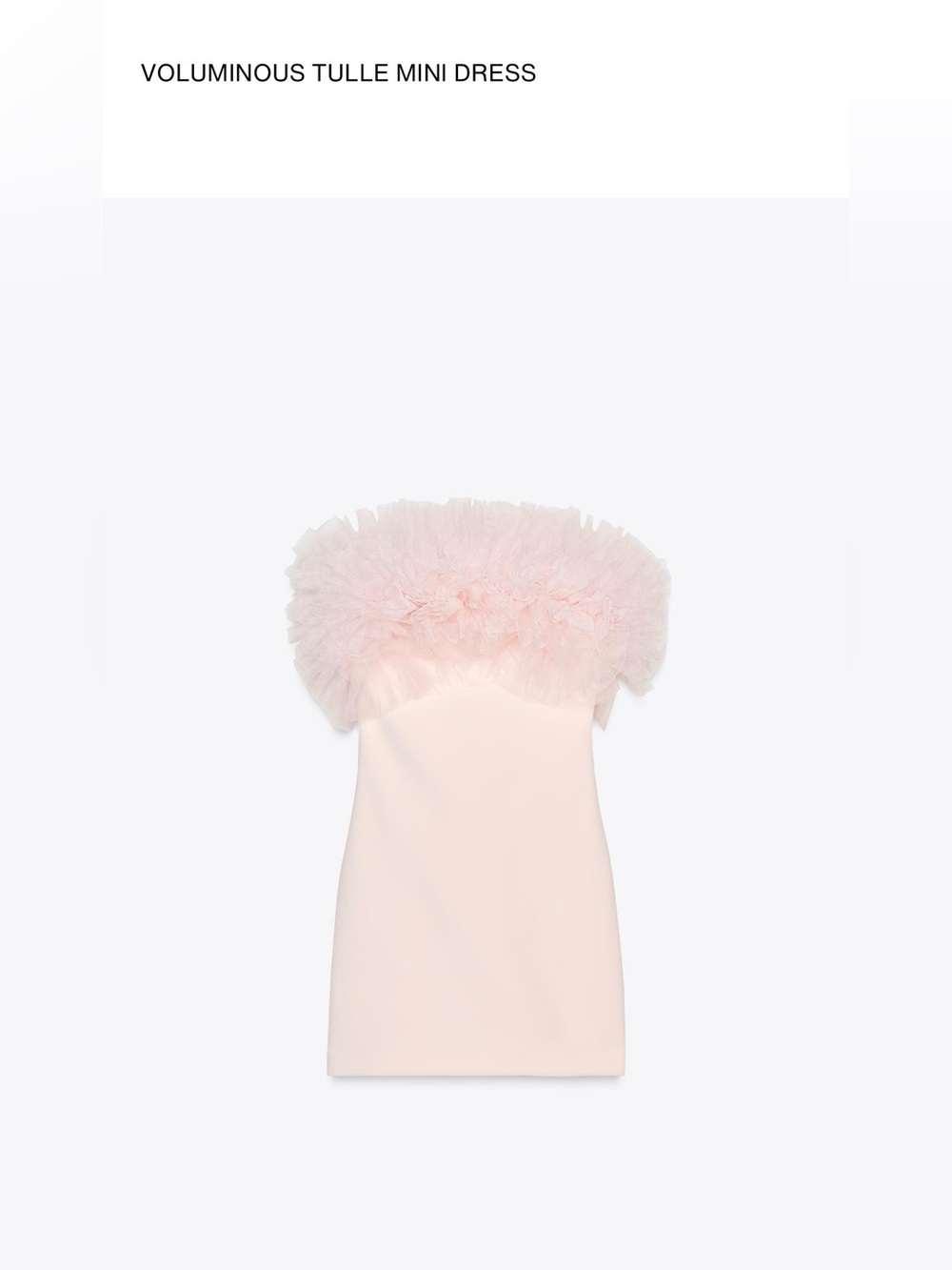 Zara Voluminous Tulle Strapless Mini Dress Pink M